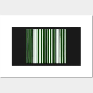 Green And White Vertical Striped - Dark Fern Green Aesthetic Lines Posters and Art